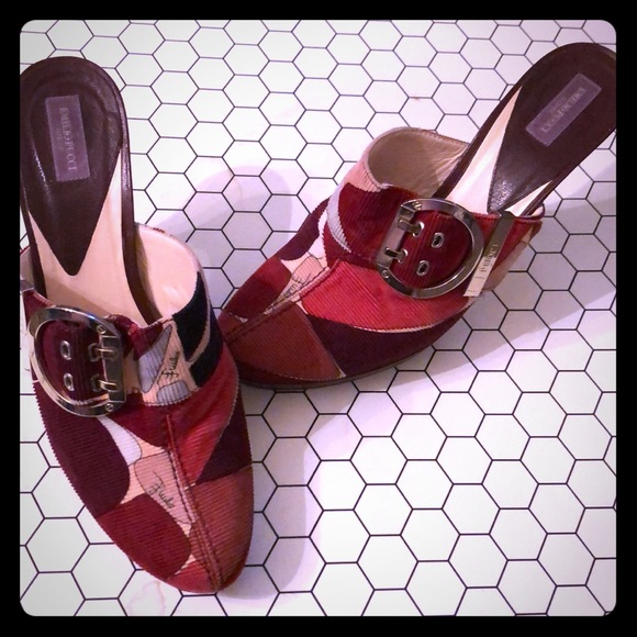Emilio Pucci Shoes | Emilio Pucci Slides In Burgundy Pink Silver | Poshmark